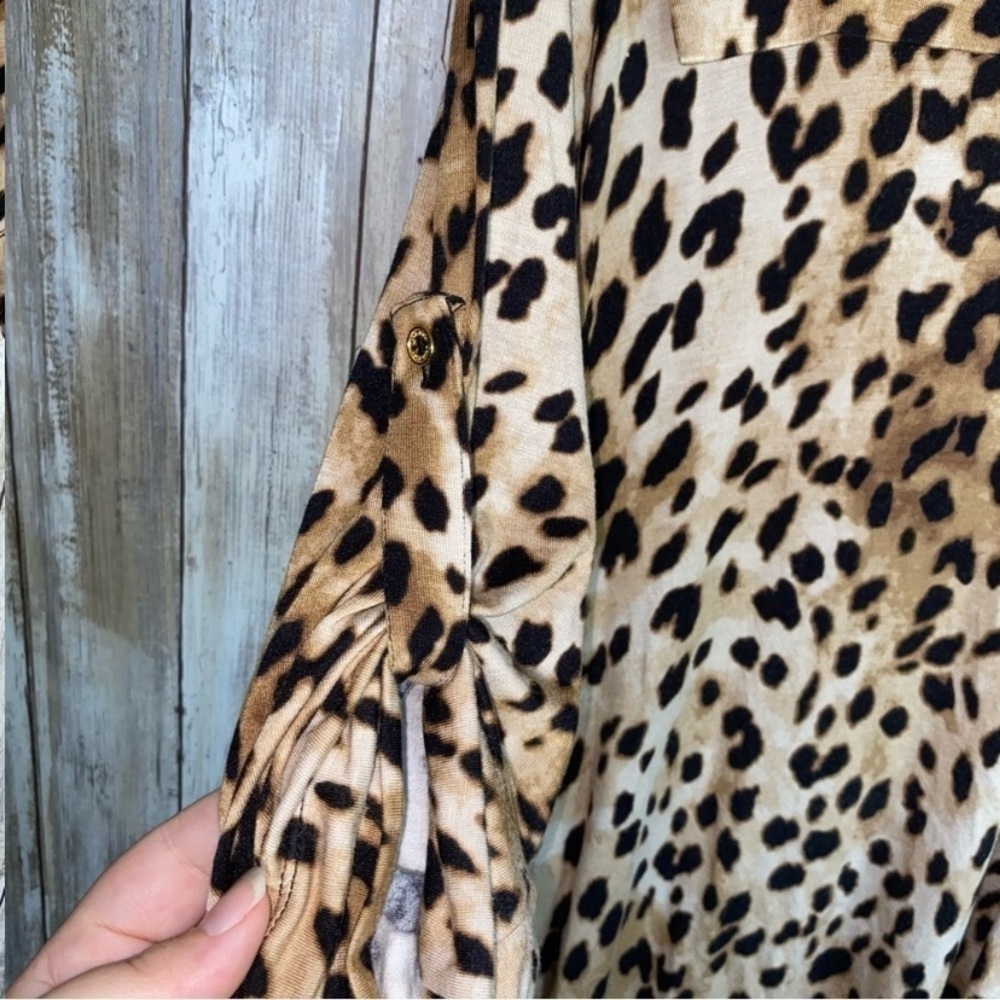 Calvin Klein Leopard High Low Blouse - Picture 3 of 6